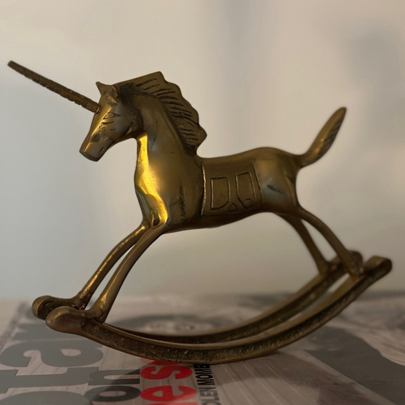 Solid brass vintage unicorn rocking horse - Picture 3 of 3
